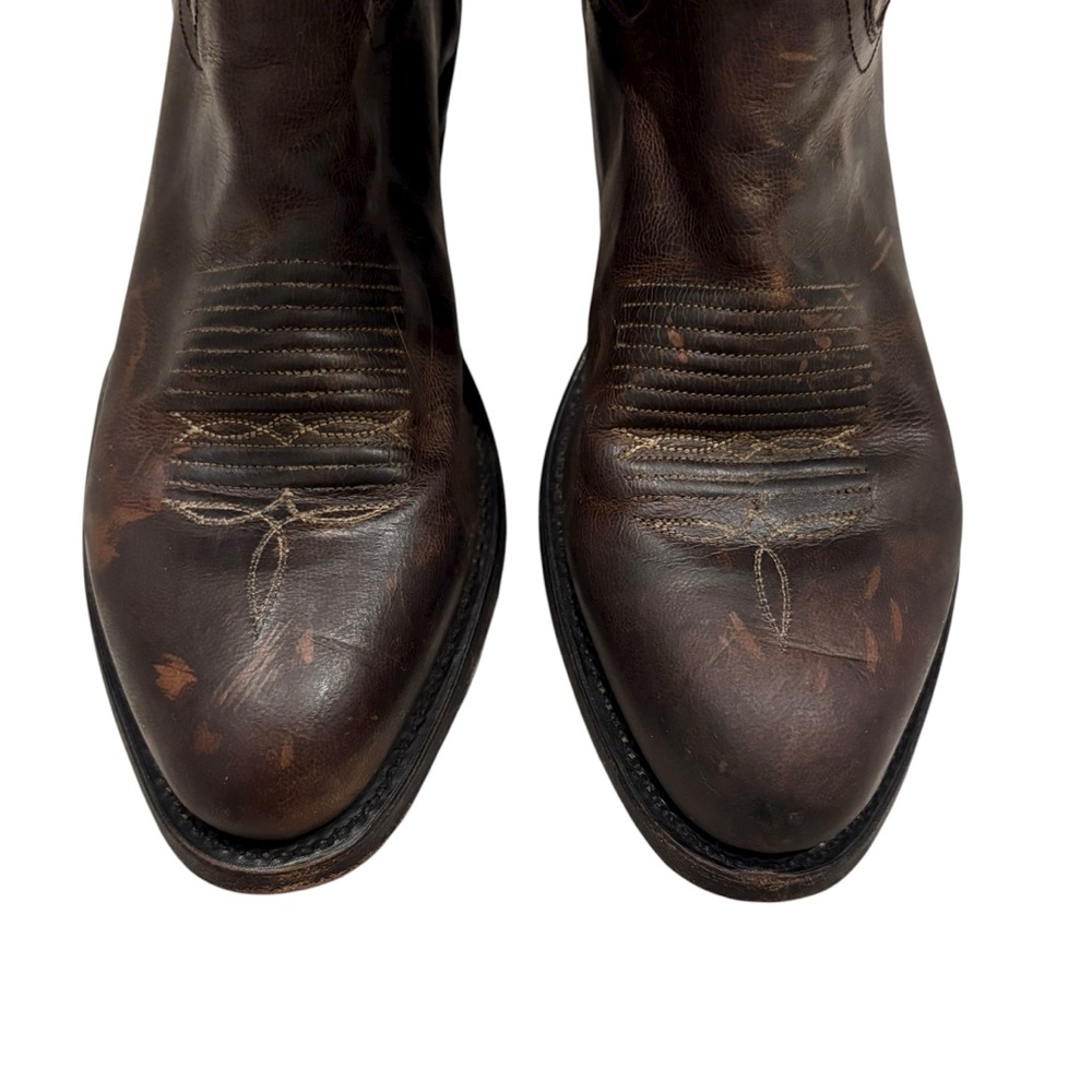 Lucchese Brown Leather Western Cowboy Boots, Sz 9D - Picture 11 of 16